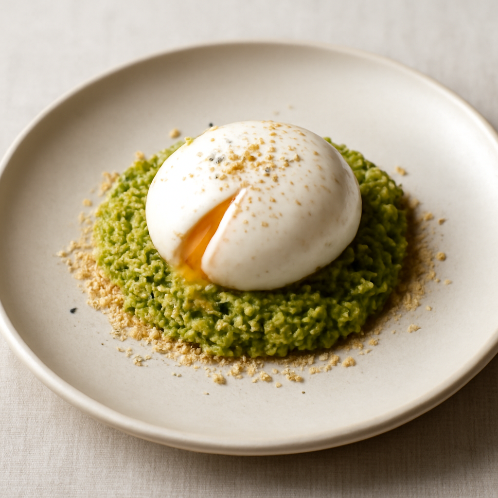 Uovo ricomposto con crema di pistacchio