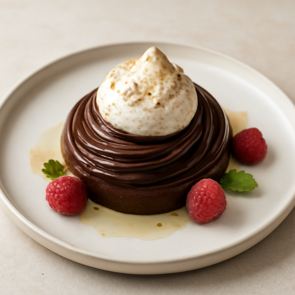 vortice di ganache con meringa alle mandorle