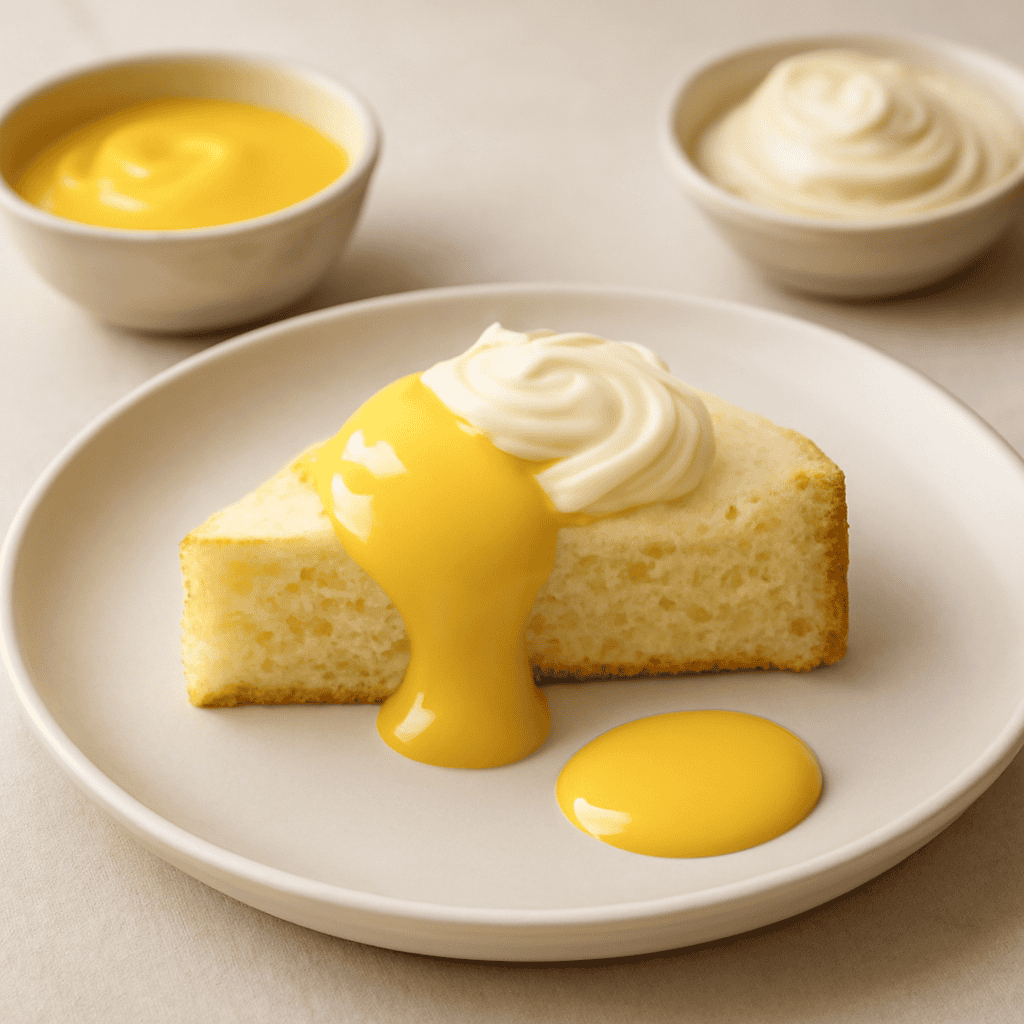 White mud cake and lemon curd