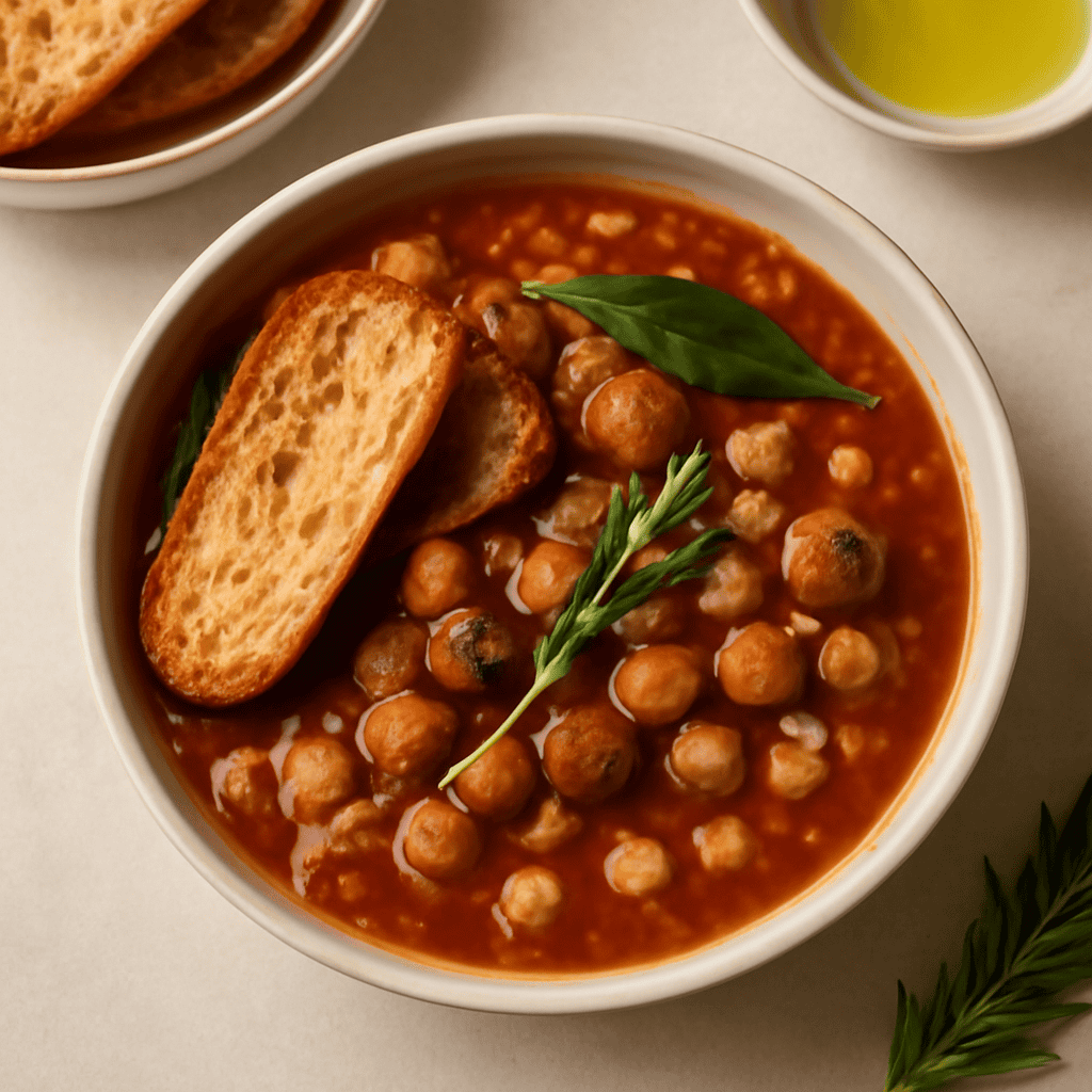 Zuppa di ceci e castagne con crostini di pane